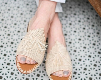 Handmade Raffia Sandalen: Marokkanische Sommer-Strand-Schuhe