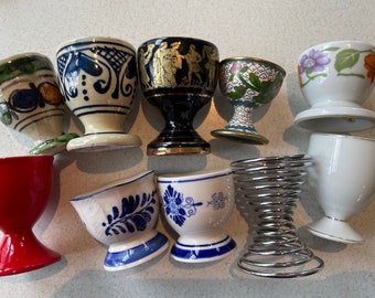 Single vintage egg cups from around the world, buyers choice, farmhouse kitchen, soft boiled eggs, brunch