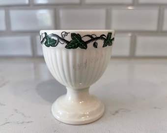 Single vintage porcelain egg cup, wedgewood, ivy pattern, farmhouse kitchen, soft boiled eggs, brunch