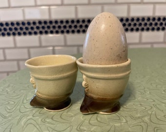 A pair of bucket style egg cups, Tyrolean drinking horn style, gift for him, holiday brunch