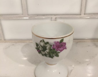 Single vintage egg cup, floral china design, brunch, giftware