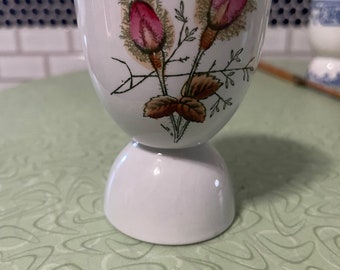 Vintage double egg cup, abstract floral motif, fancy brunch, breakfast for one, treat yourself