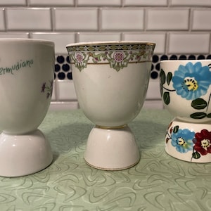 Double egg cup, floral design, buyers choice, farmhouse chic, country kitchen, soft boiled eggs