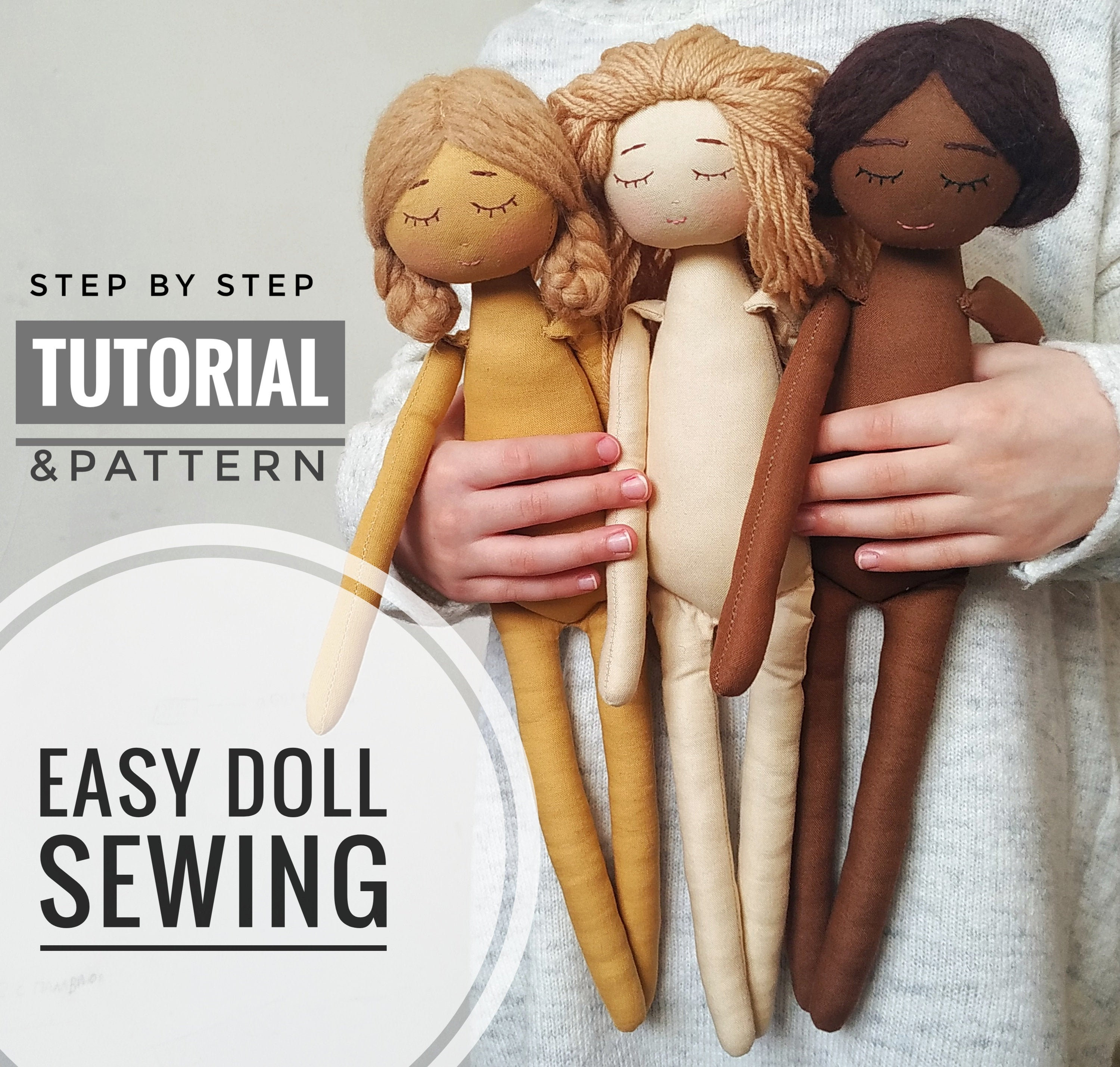 Easy Doll sewing Pattern PDF TUTORIAL DIY your own doll. Etsy