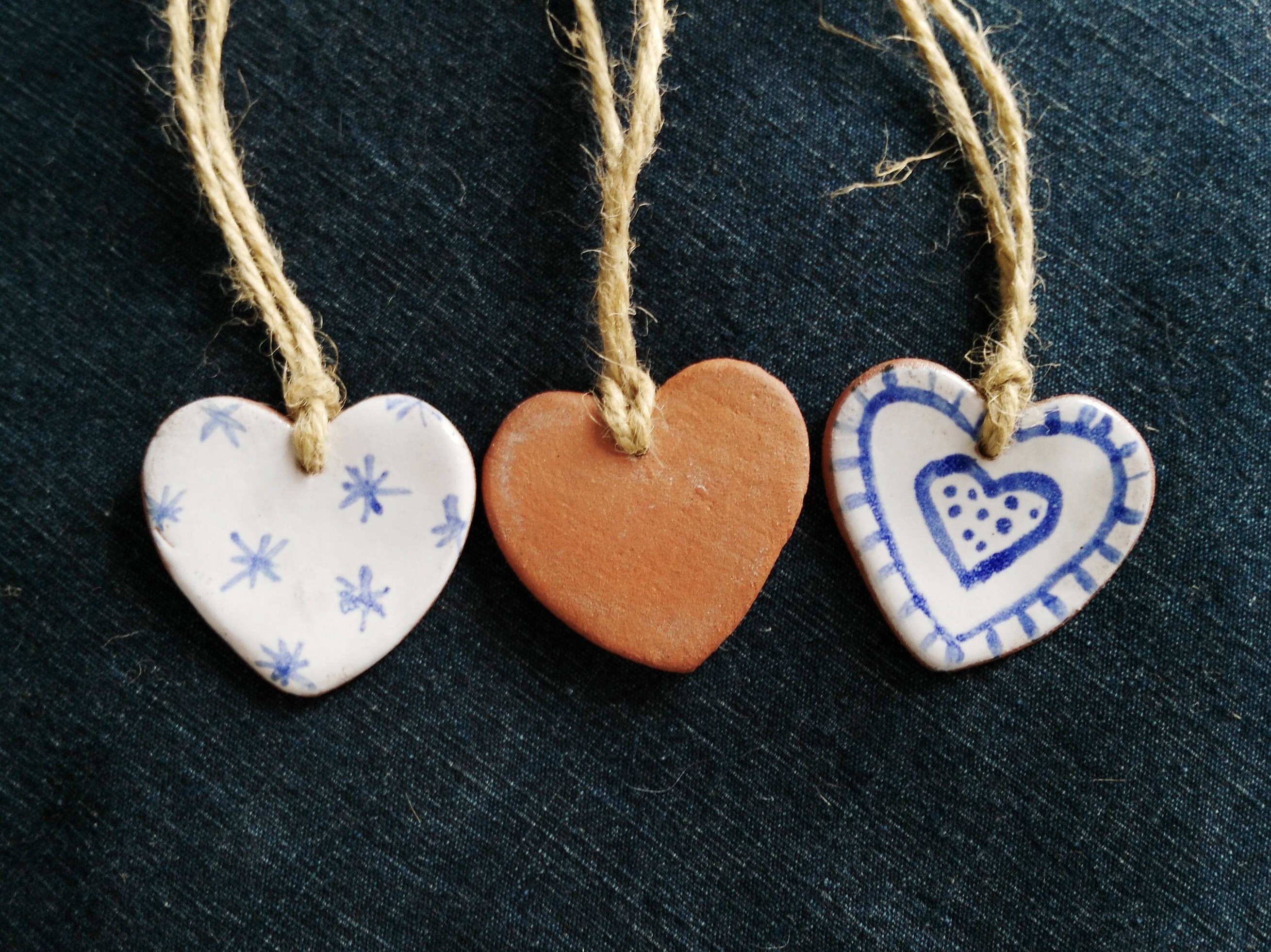 Handmade Ceramic Heart Gift Tag Coastal Pottery Set of 3 Etsy UK