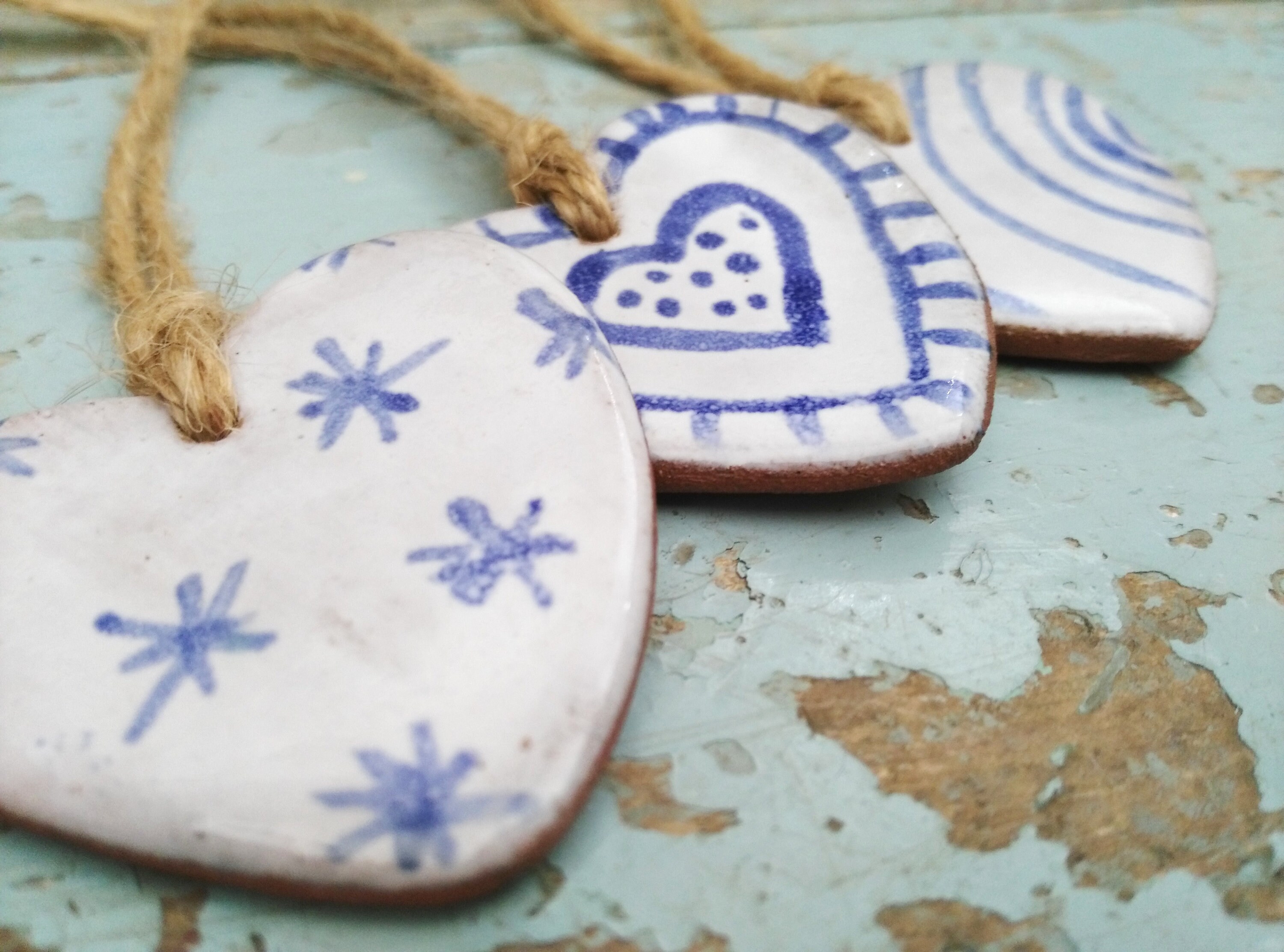 Handmade Ceramic Heart Gift Tag Coastal Pottery Set of 3 Etsy UK