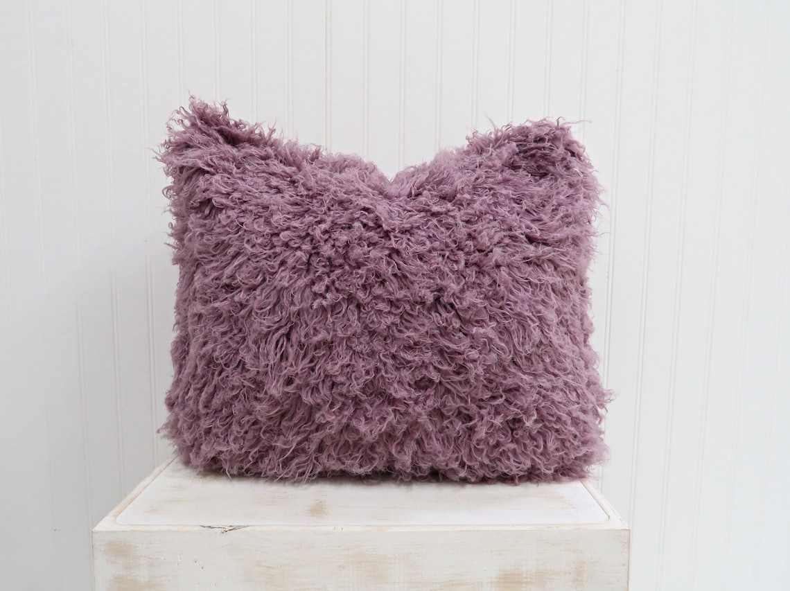Purple Faux Fur Accent Pillow Girl's Handmade FuR Pillow Etsy