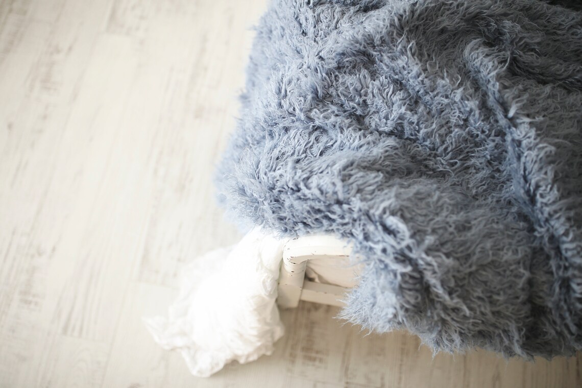 Blue Fur Throw American Made Double Sided Vegan Curly Faux Etsy