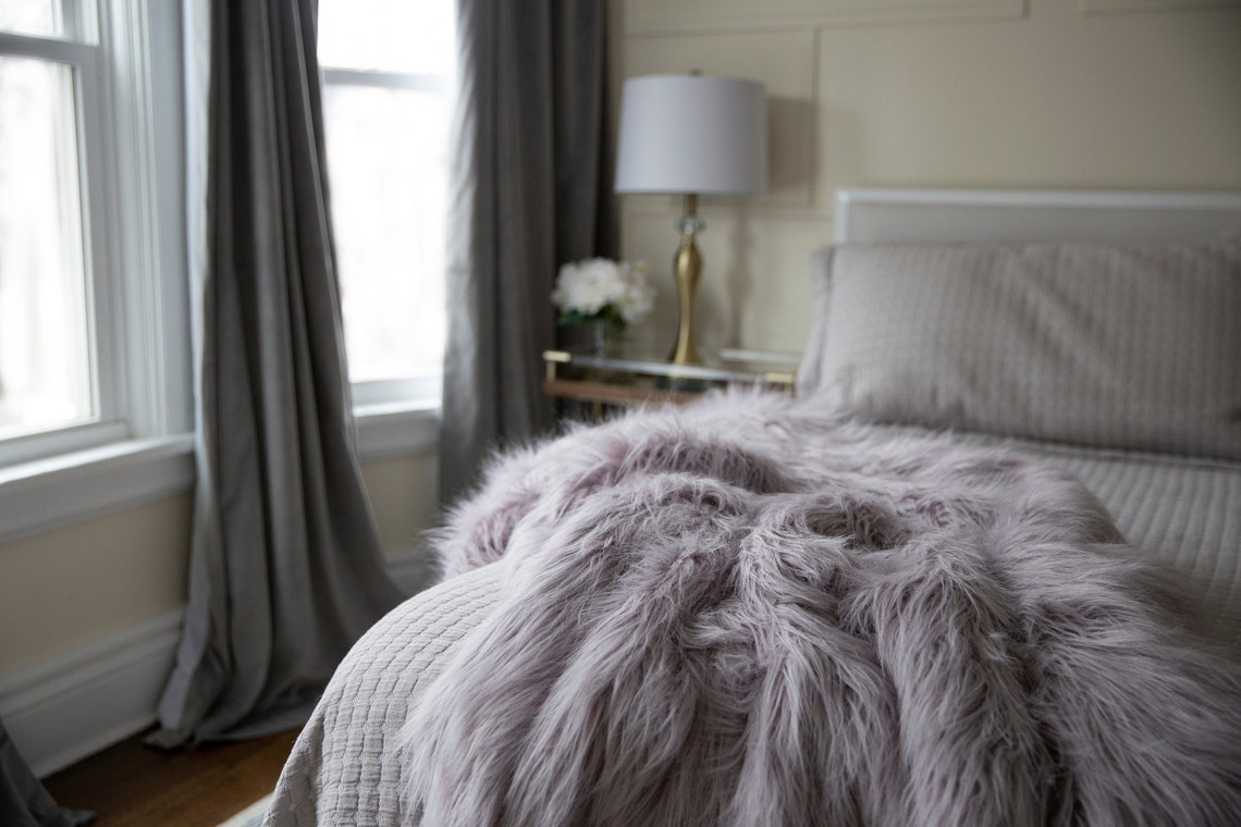 PLUSH Vegan Purple Faux Fur THROW Home Decor Long Fur Etsy