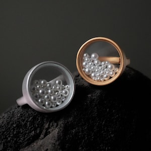 Marine Perlenring, Bubbles Perlenring, Kreise Ring, Statement Ring, großer Perlenring, Cocktailring Perle, Einzigartiger Perlenring
