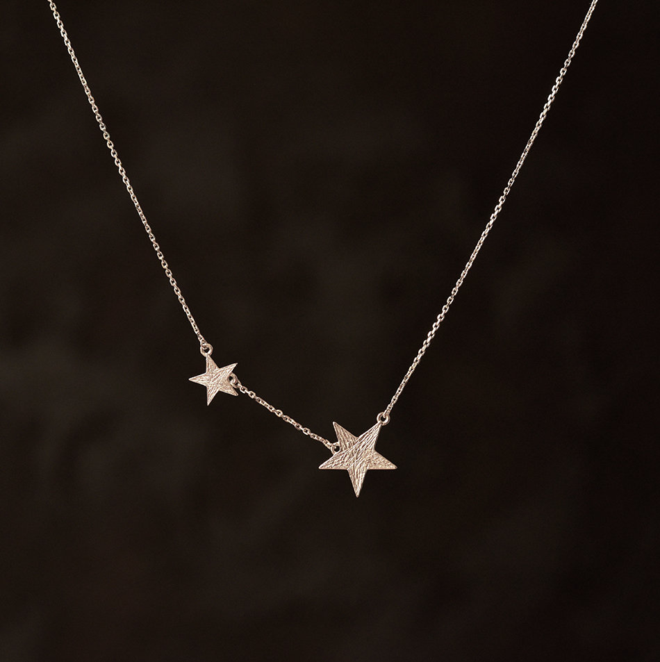 Star Charm Necklace Super Star Necklace Two Star Necklace Etsy