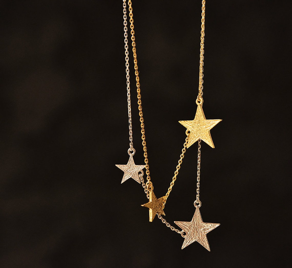 Star Charm Necklace Super Star Necklace Two Star Necklace Etsy