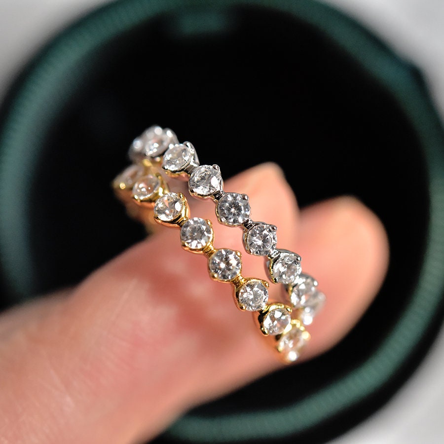 Full Cz Diamond Eternity Band Anniversary Ring Bridal Ring Etsy