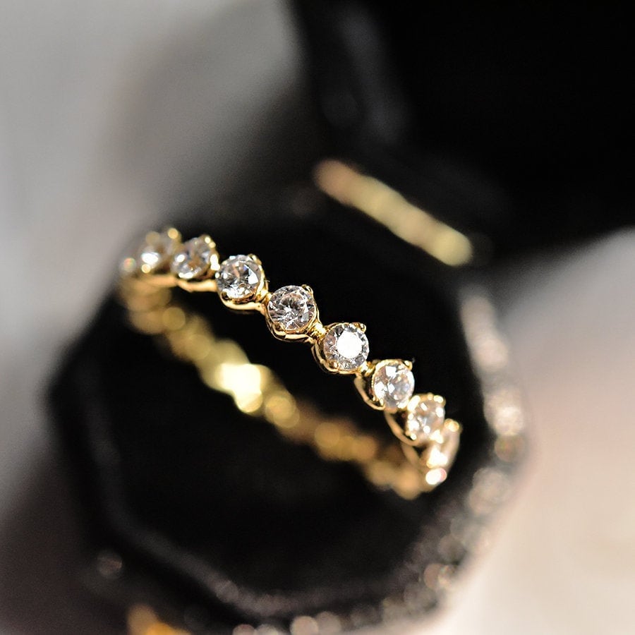 Full Cz Diamond Eternity Band Anniversary Ring Bridal Ring Etsy
