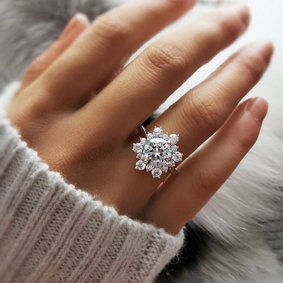 Deluxe Snowflake Ring Yellow Rose Color Crystal Crystal Ring 