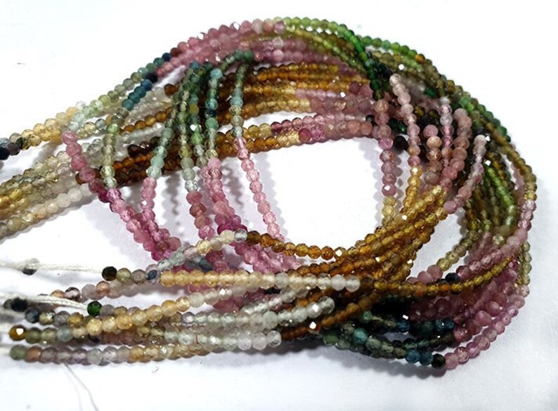 Multi Tourmaline micro Faceted rondelle Beads 2.5mm Full Strand 13 Inch Length