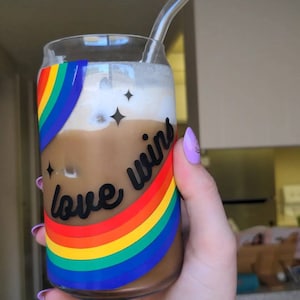 Love Wins Rainbow Glass // 16 Oz. PRIDE Libbey Coffee Cup