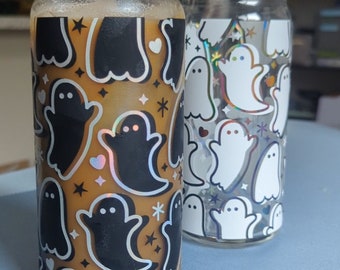 Double Ghosties // Cute Trendy Glassware // Halloween Lover Holographic Coffee Cup