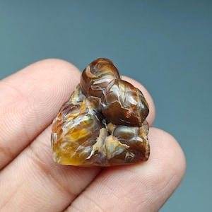 Natural Fire Agate Raw (Polished) | FireAgate Gemstone for Jewelry | 22x22x8 mm. | 23 Ct. | E2666