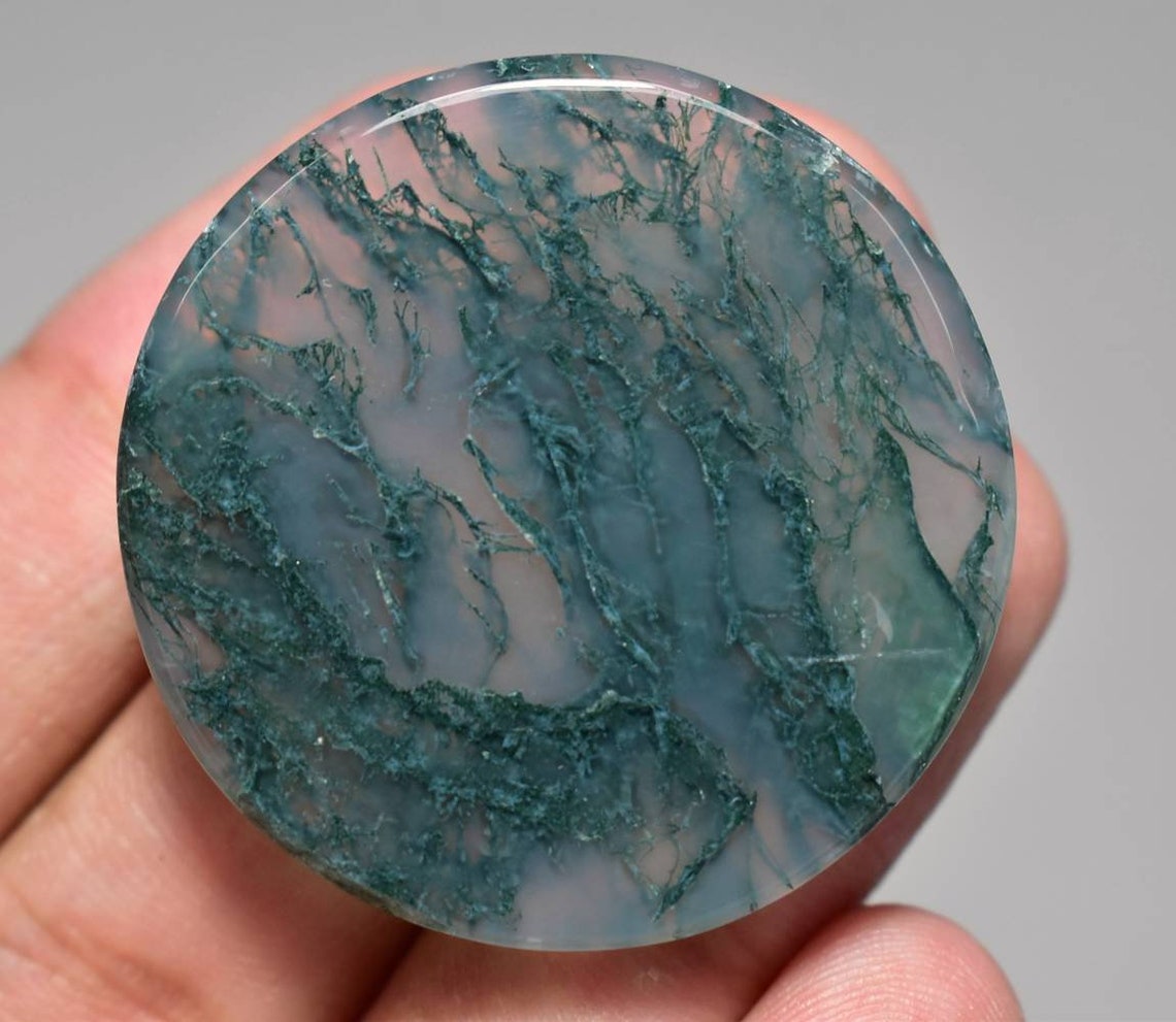 Moss Agate Cabochon Natural Green Moss Agate Stone Round | Etsy