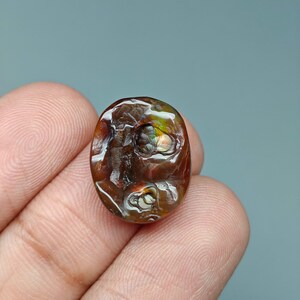Natural Fire Agate Raw (Polished) | FireAgate Gemstone for Jewelry | 17x13x5 mm. | 9 Ct. | E2669