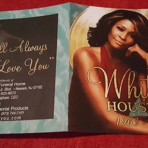 Cartão De Oração Celebração Funeral Da Vida Do Obituário De Whitney Houston