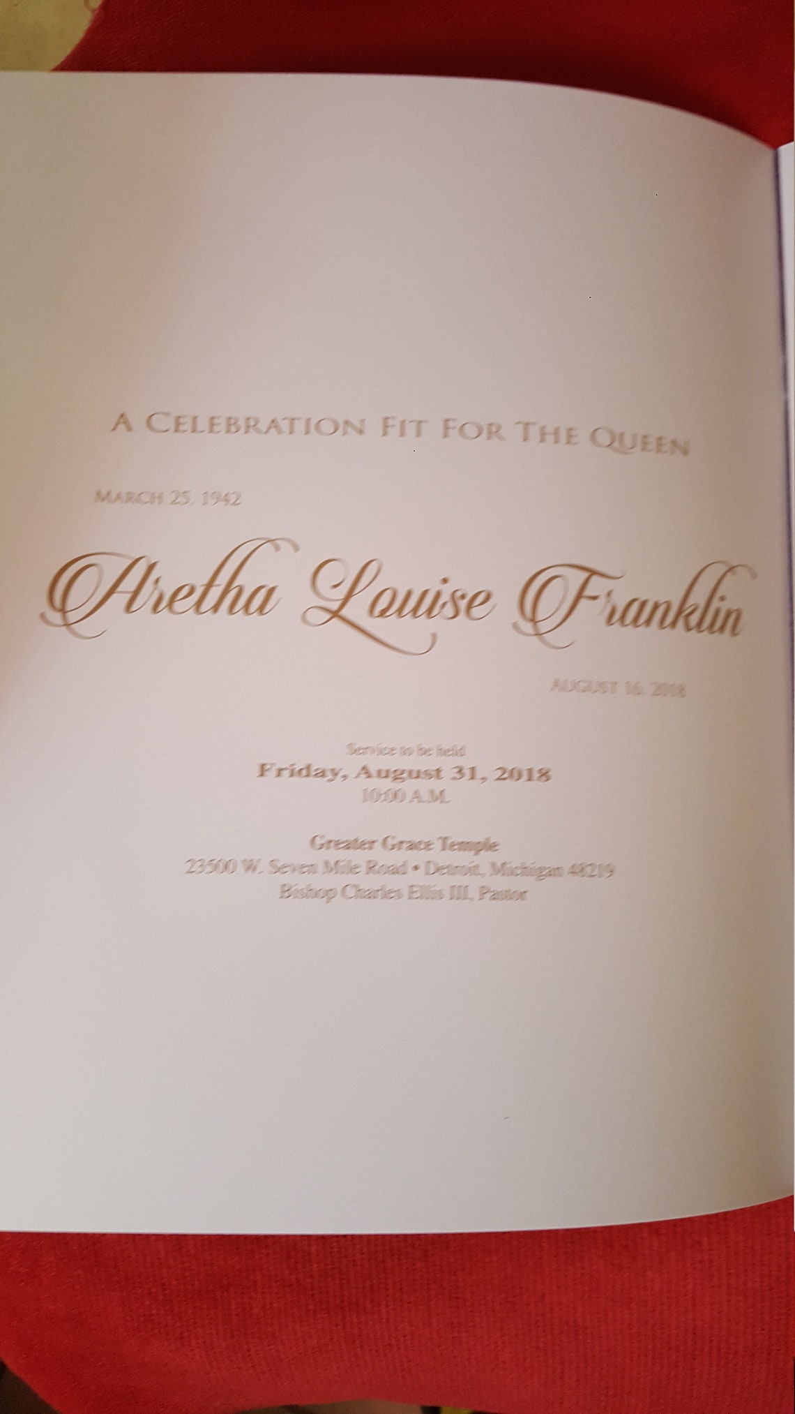 Aretha Franklin Obituary Funeral Celebration of Life Program - Etsy