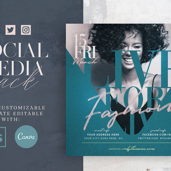 Social Media, Flyer Template, Fashion Flyer, Boutique Flyer, Psd Template, Canva Template, Marketing, Editable Invitation, Instagram, Boho