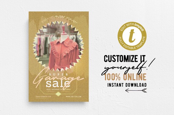 Flyer Template Garage Sale Fashion Flyer Diy Template Etsy