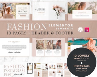 Elementor Template, Wordpress Template, Elementor Website, Elementor Kit, WooCommerce, 10 Predesigned Pages + Instagram Post Pack Included