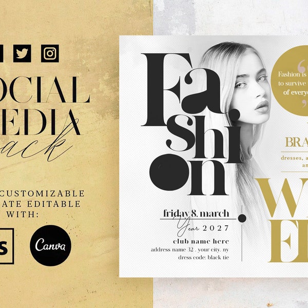 Social Media, Flyer Template, Fashion Flyer, Boutique Flyer, Psd Template, Canva Template, Marketing, Instagram, Party, Event Flyer, Show