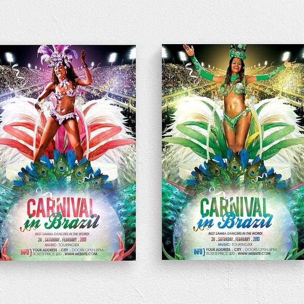 Fête de carnaval, modèle de Flyer, modèle Psd, téléchargement immédiat, Invitation modifiable, Flyers marketing, imprimable modifiable, été, plage