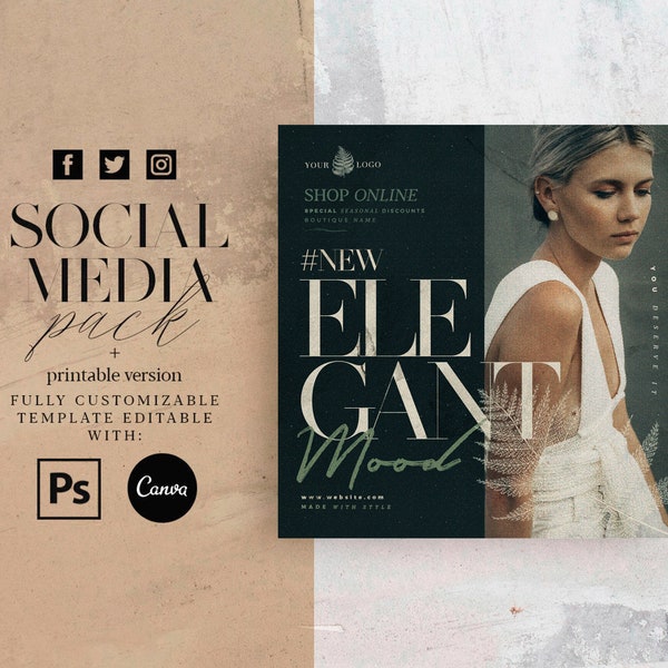 Social Media, Flyer Template, Fashion Flyer, Psd Template, Promotion, Boutique Flyer, Canva Template, Editable Invitation, Instagram, Boho