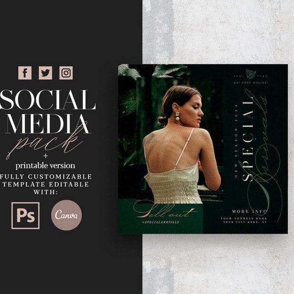 Social Media, Flyer Template, Fashion Flyer, Psd Template, Promotion, Boutique Flyer, Canva Template, Editable Invitation, Instagram, Boho