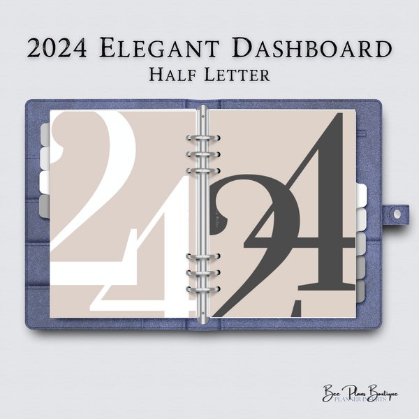 2024 Planner Dashboard | Half Letter Printable Planner Dashboard | Simple Planner Dashboard | Minimal Planner | Elegant Planner