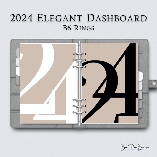 2024 Planner Dashboard | B6 Rings Printable Planner Dashboard | Simple Planner Dashboard | Minimal Planner | Elegant Planner | B&W Planner