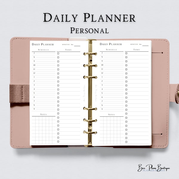 Personal Planner Undated Daily Planner Printable | Elegant 30-Minute Schedule, Notes, Task List | Bee Plans Boutique