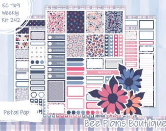Kit 242 Weekly Sticker Kit | ECLP | Planner Stickers | BeePlansBoutique | BPB | Petal Pop