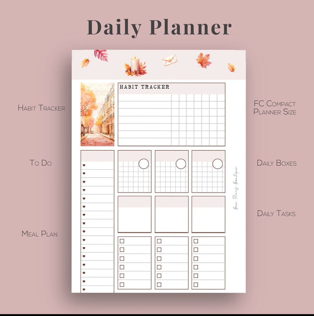 FC Compact Planner Printable Habit Tracker Digital Download Daily Habit ...