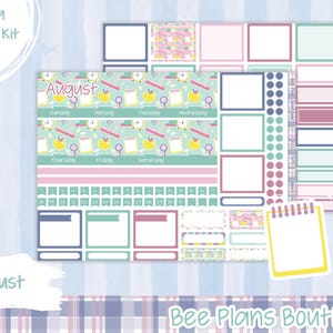 Erin Condren 7x9 Monthly kit | August Monthly Sticker Kit | Bee Plans Boutique | ECLP | BPB | Kit 247