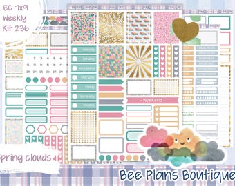 Weekly Sticker Kit | ECLP | Planner Stickers | BeePlansBoutique | BPB | Spring Clouds | Kit 236