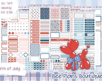 Kit 238 Weekly Sticker Kit | ECLP | Planner Stickers | BeePlansBoutique | BPB | 4th of July