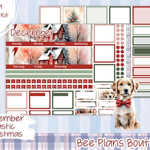 Kit 260 Erin Condren 7x9 Monthly kit | December Monthly Sticker Kit | Rustic Christmas | Bee Plans Boutique | ECLP | BPB