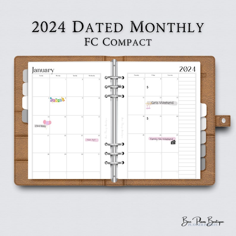 FC Compact 2024 Dated Monthly Planner Printable Monthontwopages