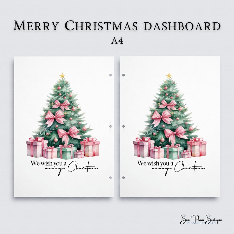 A4 Printable Christmas Planner Dashboard Elegant Tree, Merry Christmas