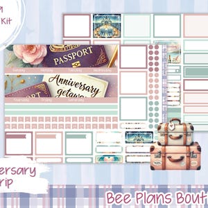 Kit 258 - Erin Condren 7x9 Monthly kit |  Anniversary Monthly Sticker Kit | Vacation Trip | Wedding | Bee Plans Boutique | ECLP | BPB