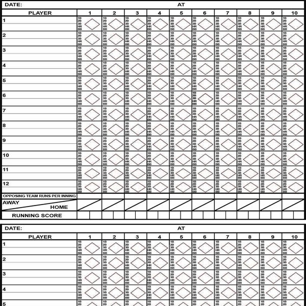 Printable Softball Score Sheet Etsy