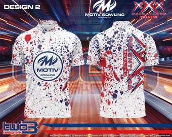 Camisa de bolos con salpicaduras en rojo, blanco y azul de Relentless Bowling/Motiv