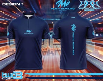 Camisa de bolos con cremallera de un cuarto en azul marino Relentless Bowling/Motiv
