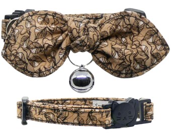 leafy foliage, Cat Collar, Adjustable, Breakaway, Adult & Kitten Sizes
